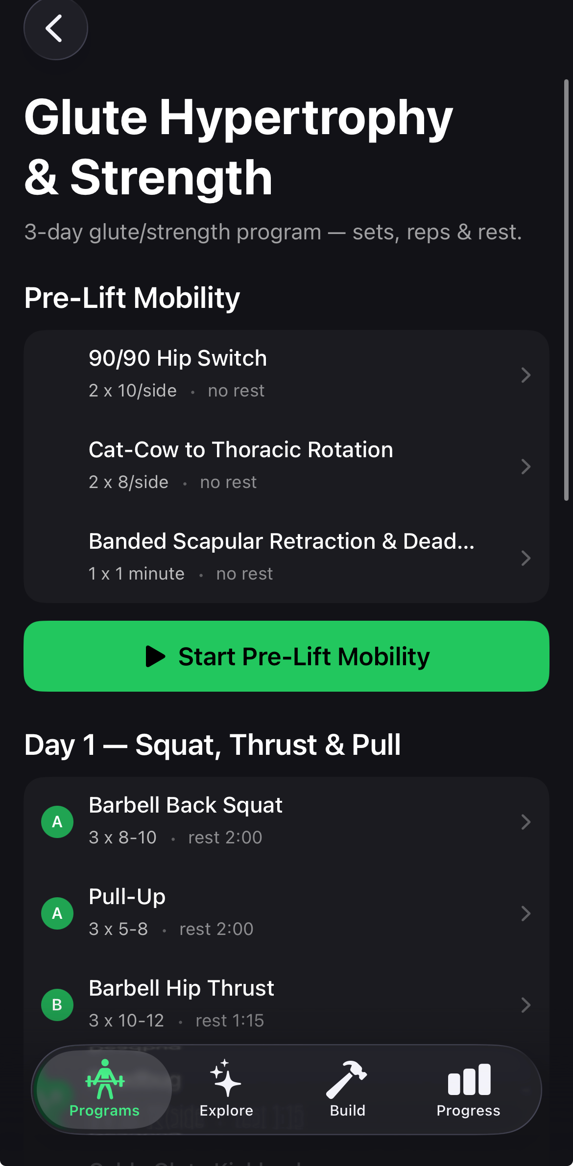 Forkout — a glute hypertrophy & strength program with sets, reps and rest
